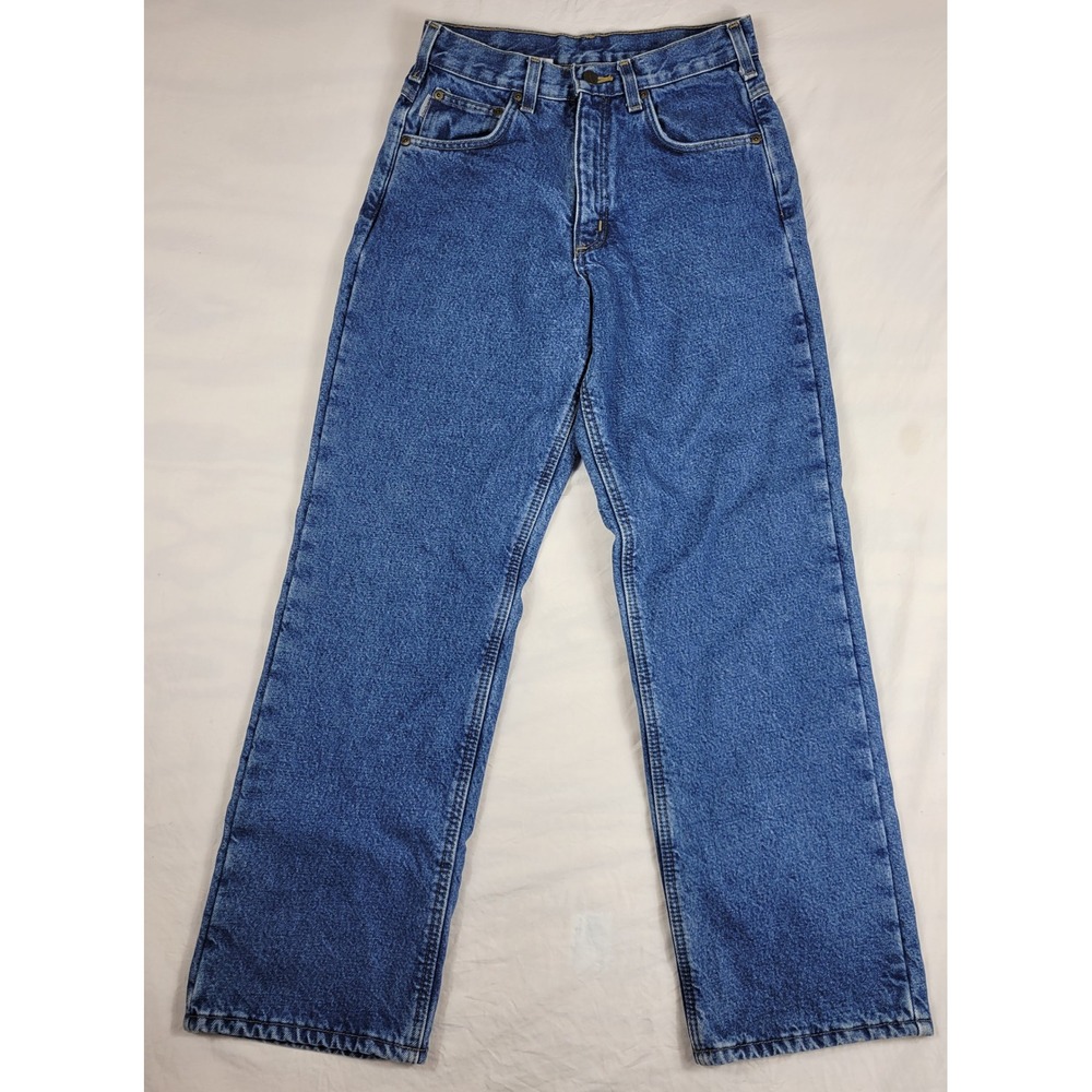 Carhartt B155 DST Relaxed Fit Fleece Lined Denim Jeans Blue 28x29 Mens